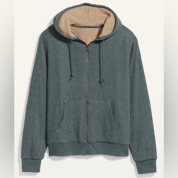 NWT! Cozy Sherpa-Lined Thermal-Knit Zip Hoodie for Men - Size Medium - Picture 1 of 1